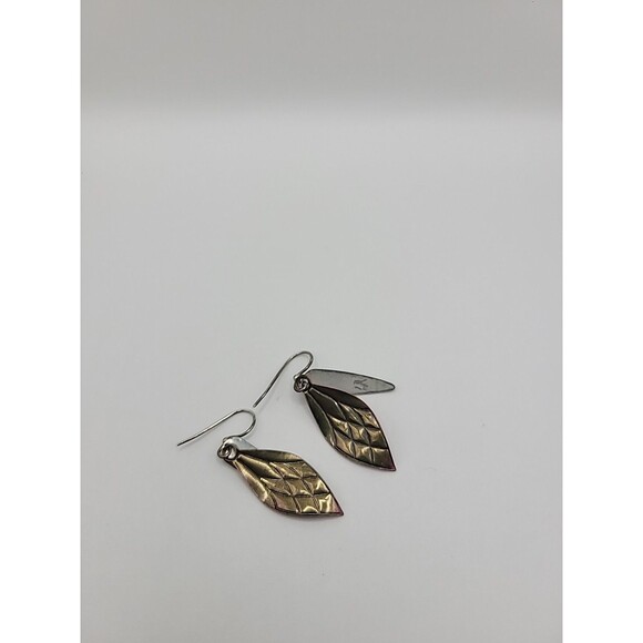 New Jody Coyote Silverworks Pink Silver Leaf Dangle Earrings Pierced Artisan - Picture 11 of 11